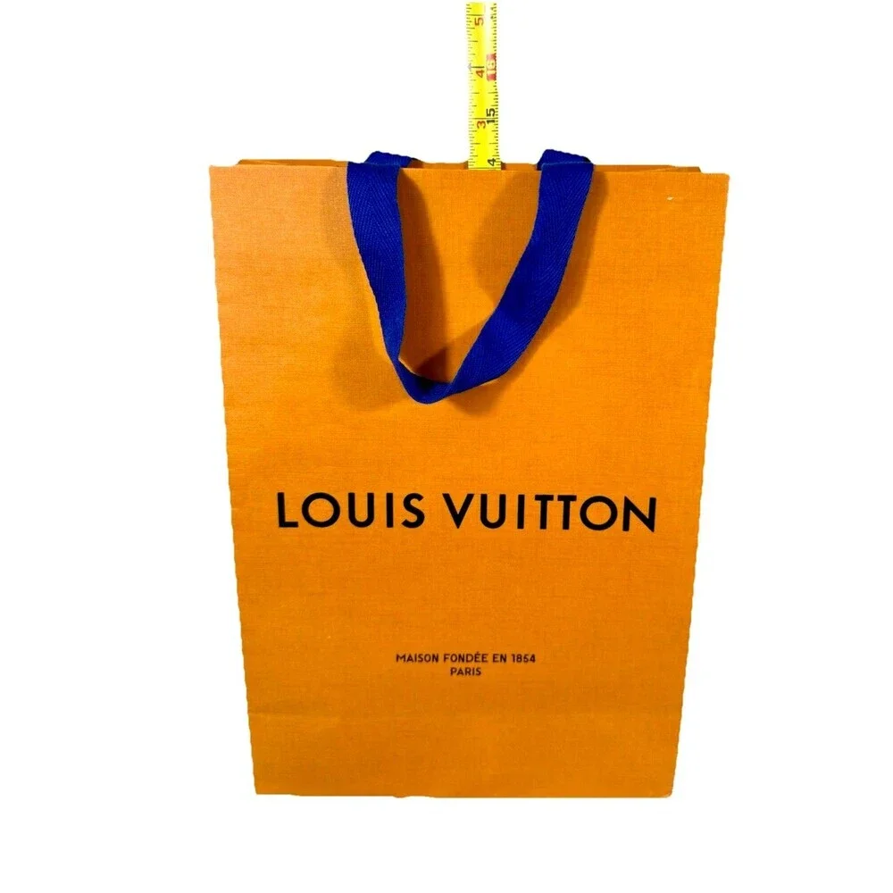 Louis Vuitton Shopping Bag Medium Orange Gift Bag Blue Handles LV